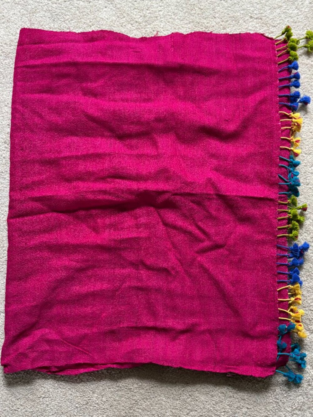 Fabindia fuchsia hot pink wool silk dupatta scarf stole shawl 81 x 25 inches - Picture 2 of 5